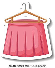 Pink pleated skirt with coathanger illustration