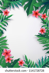 Pink Plumaria flower with copy space, Summertime. Happy holidays. Invitation, Wedding card.