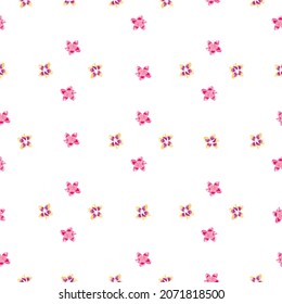 Pink plumeria flower seamless pattern isolated on white background. Exotic tropical wallpaper. Abstract botanical backdrop. Design for fabric , textile print, wrapping, cover. Vector illustration