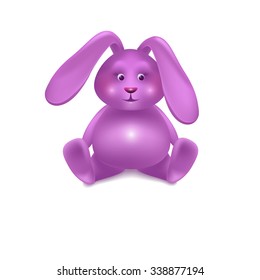 Pink plush bunny, toy, vector illustration