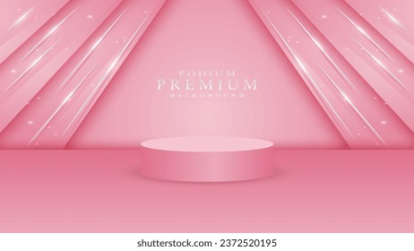 Pink podium background for product display Decorated with elegant lighting effects.