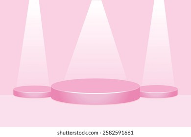 Pink podium design with spotlights