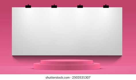 pink podium and light in the pink studio room	