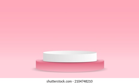 Pink Podium minimal auf rosafarbenem Hintergrund im Valentinstag , 3D-Podium-Display-Produkt , Stand zu zeigen Kosmetikprodukte,Illustration 3d Vektor EPS10