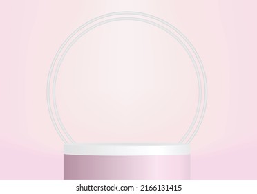 Pink podium for products on white background and sakura japan decoration Abstract vector