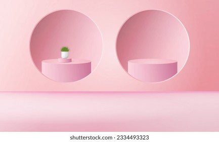 fondo de escena de podio rosa con fondo, para presentación de producto, burla, mostrar cosmética.