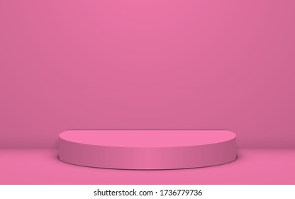 podio rosa con foco en la sala de estudio