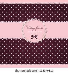 Pink polka dot card with frame and lace
