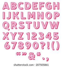 Pink Polka Dot Font Collection,sweet 3d Alphabet