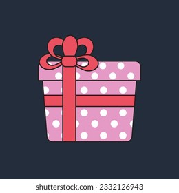 pink polka dot gift box with ribbon 