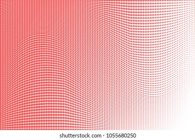 Pink polka dot halftone pattern. Gradient dots background. Modern vector illustration. Abstract curves. Points backdrop. Dotted spotted pattern. Monochrome design template