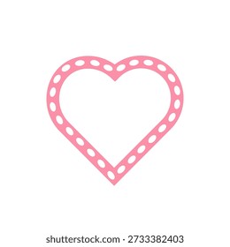 Pink Polka Dot Heart Frame isolado no fundo branco