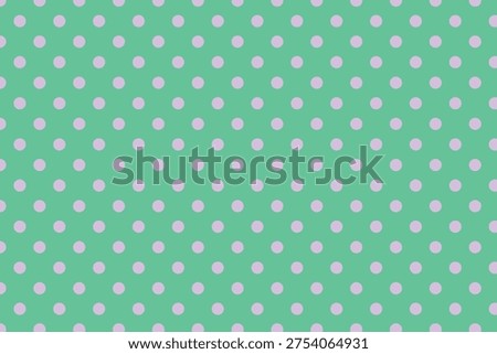 Pink polka dot pattern on green background . Polka dot background . Vector illustration