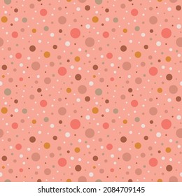 Pink polka dot pattern. Seamless dotted pattern with pastel pink circles illustration. Vector abstract background with round shapes. Pinkish element for grahic wallpaper, banners, decorative paper.