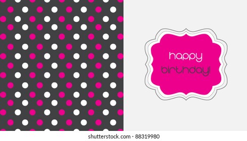 Pink polka dot postcard, birth card