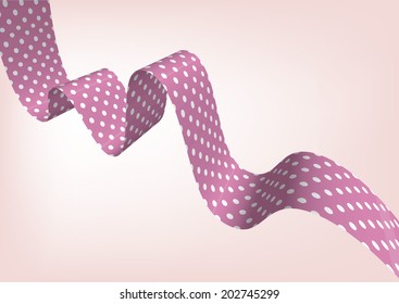 Pink polka dot ribbon 3D