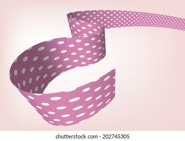 Pink polka dot ribbon 3D