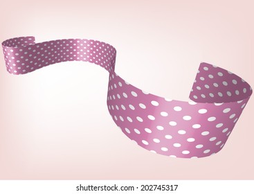 Pink polka dot ribbon 3D