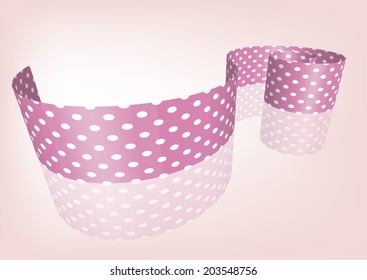 Pink polka dot ribbon 3D