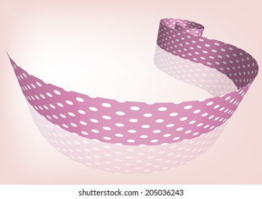 Pink polka dot ribbon 3D