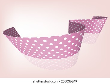 Pink polka dot ribbon 3D