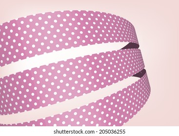 Pink polka dot ribbon 3D