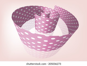 Pink polka dot ribbon 3D