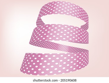 Pink polka dot ribbon 3D