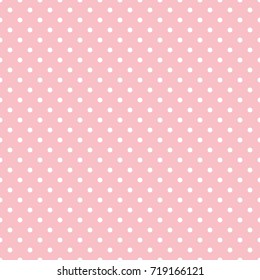 Pink polka dot seamless background pattern. 