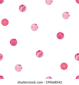 Pink polka dot. Vector seamless pattern.