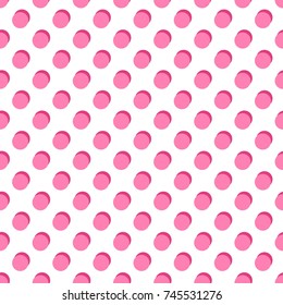 Pink polka dots background - modern seamless vector ornament design.