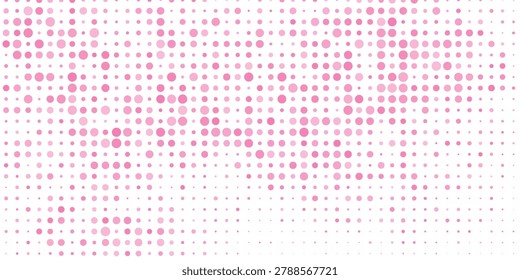pink  polka dots background on the White wall. Monochrome polkadots pattern for decoration. Interior background. Abstract dots pattern on white. Selective focus blurred