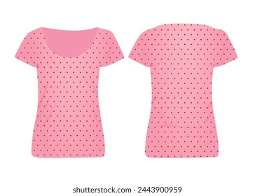 Pink polka women t shirt. vector illustration