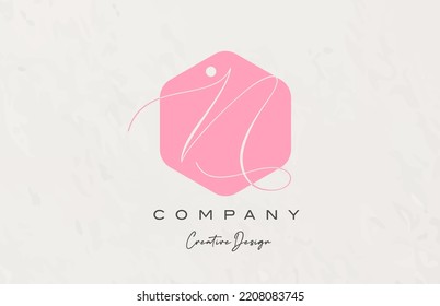 pink polygon N alphabet letter logo icon design with dot and elegant style. Creative template for business and company