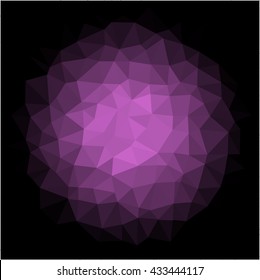 Pink polygon on black beautiful background