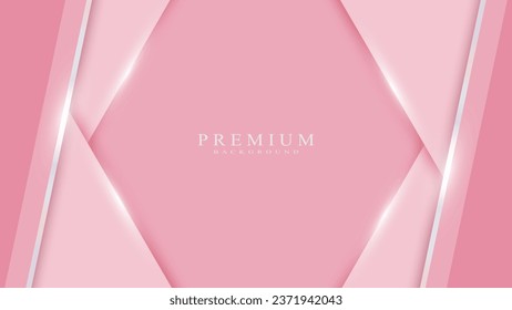 Pink polygonal background with elegant silver lines and light effects.