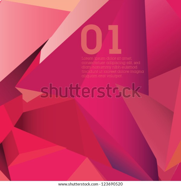 Pink polygonal design / abstract form\
suitable for infographics, book cover or web\
banner