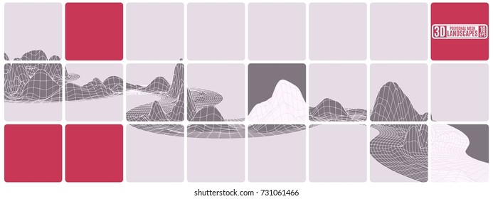 pink polygonal mountain landscape with cubes