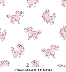pink pony unicorn horse pattern line art