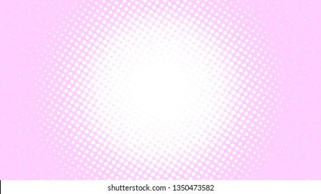 Pink pop art background in comics style with halftone dots design, vintage kitsch vector backdrop with isolated dots