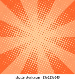 Pink pop art background in comics style with halftone dots design, vintage kitsch vector backdrop with isolated dots