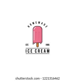 Pink Popsicle Ice Cream Logo, Sign, Icon, Flat Design, Vector Design, Template