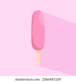 pink popsicle icon, ice cream vector isolated on pink background, flat style illustration vector