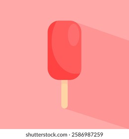 pink popsicle icon, ice cream vector isolated on pink background, flat style illustration vector