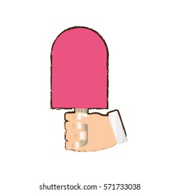 pink popsicle icon image design, vector illustration