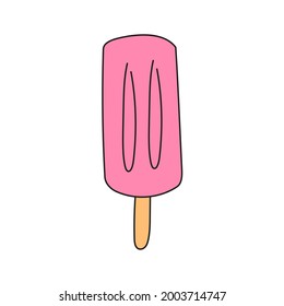Pink popsicle. Isolated flat vector illustration on white background. Flat design