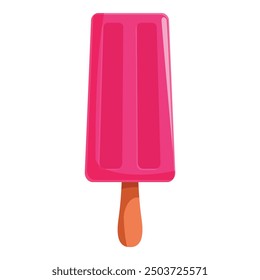 Pink popsicle on a wooden stick melting under the summer sun