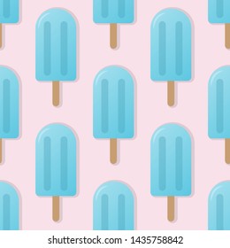 Pink popsicle seamless pattern vector illustration. Ice cream popsicle with shadow seamless background, pattern for textile, fabric, wrapping paper, wallpaper, packaging. Vector EPS 10.