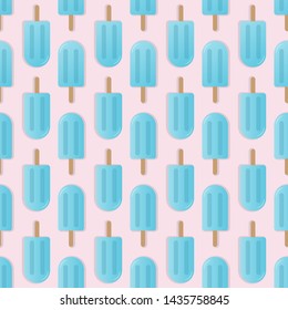 Pink popsicle seamless pattern vector illustration. Ice cream popsicle with shadow seamless background, pattern for textile, fabric, wrapping paper, wallpaper, packaging. Vector EPS 10.