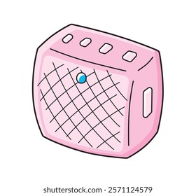 Pink portable wireless speaker isolated vector illustration